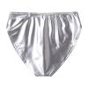 dPois Men's Leather Boxer Briefs Thong Metallic Shiny Bulge Pouch Underwear Latex Hot Pants Clubwear Silver Medium view 4