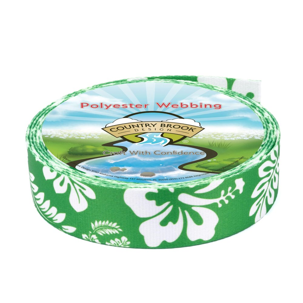 Country Brook Design - Kelly Green Hawaiian Polyester Webbing (1 Inch, 20 Yards)