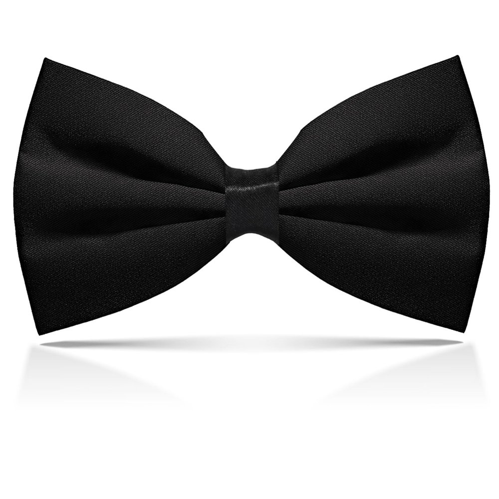 SURVODJA Men Bow Tie Adjustable Length Wedding Male Fashion Boys Satin Black Bow tie one size Black1