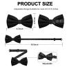 SURVODJA Men Bow Tie Adjustable Length Wedding Male Fashion Boys Satin Black Bow tie one size Black1 view 3