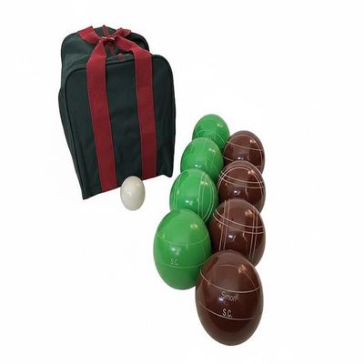 BuyBocceBalls Listing - Made in USA, Premium Quality Engraved Tournament Bocce Set - 110mm Green and Dark Red Balls, Nylon Bag, 998 Grams (2 lbs. 3.2 oz.). Various Bag Colors