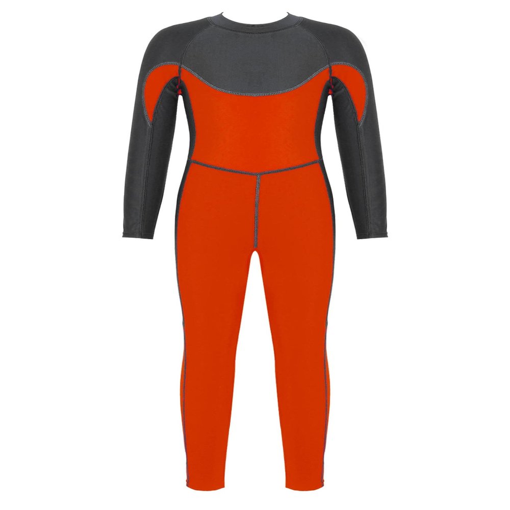 Daenrui Kids Girls Boys Color Block One-Piece Full Body Swimwear Sun Protection Surfing Rash Guard Swimsuit Orange 6 Years