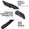 CIVIVI Thug 2 Pocket Knife for EDC, Matthew Christensen 2.69" Nitro-V Blade G10 Handle with Thumb Stud and Reversible Pocket Clip, Folding Knife for Utility Hiking Camping Fishing Outdoor C20028C-1 view 3