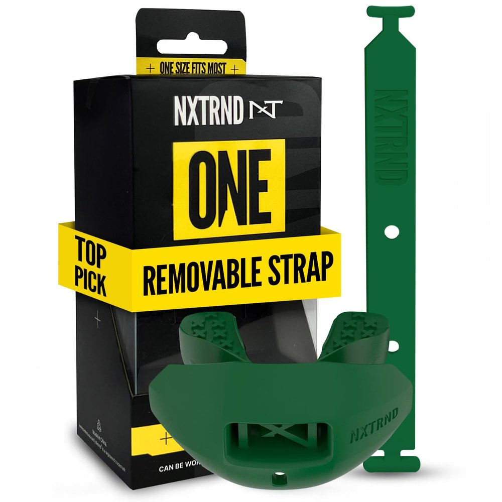 Nxtrnd One Football Mouth Guard, Strap Included, Fits Adult & Youth (Dark Green)