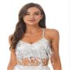Freebily Women's Belly Dance Shiny Sequin Fringed Crop Top V Neck Sleeveless Vest Camisole Costume Silver X-Large view 1