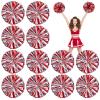 Deekin 12 Pcs Cheerleading Pom Poms Cheerleader Squad Spirited Fun Pompoms 12 Inch Metallic Foil Cheer Pom Poms with Handle Flowers for Sport Team Dance Costume Party 50g Weight Each(Red and Silver) view 1