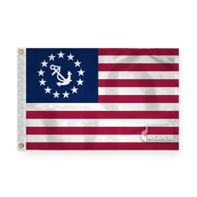 AGAS US Yacht Ensign Flag - 12 x 18 Inch - Printed 200D Nylon - Stitched Edges - Brass Grommets Canvas Heading - USA Boat Ensign Flag.