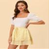 Allegra K 2024 Summer Floral Skirts for Women's Smocked Waist Ruffle Hem Layered Mini Chiffon Skirt X-Small Yellow view 2
