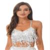 Hularka Women's Belly Dance Crop Top Shiny Sequin V Neck Tank Top Strappy Sleeveless Vest Costume Silver X-Large view 1
