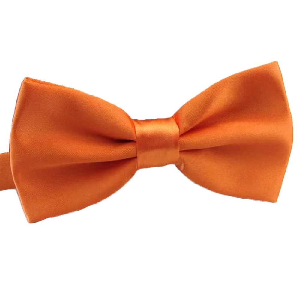 SURVODJA Men Bow Tie Adjustable Length Wedding Male Fashion Boys Satin Bowties one size Orange