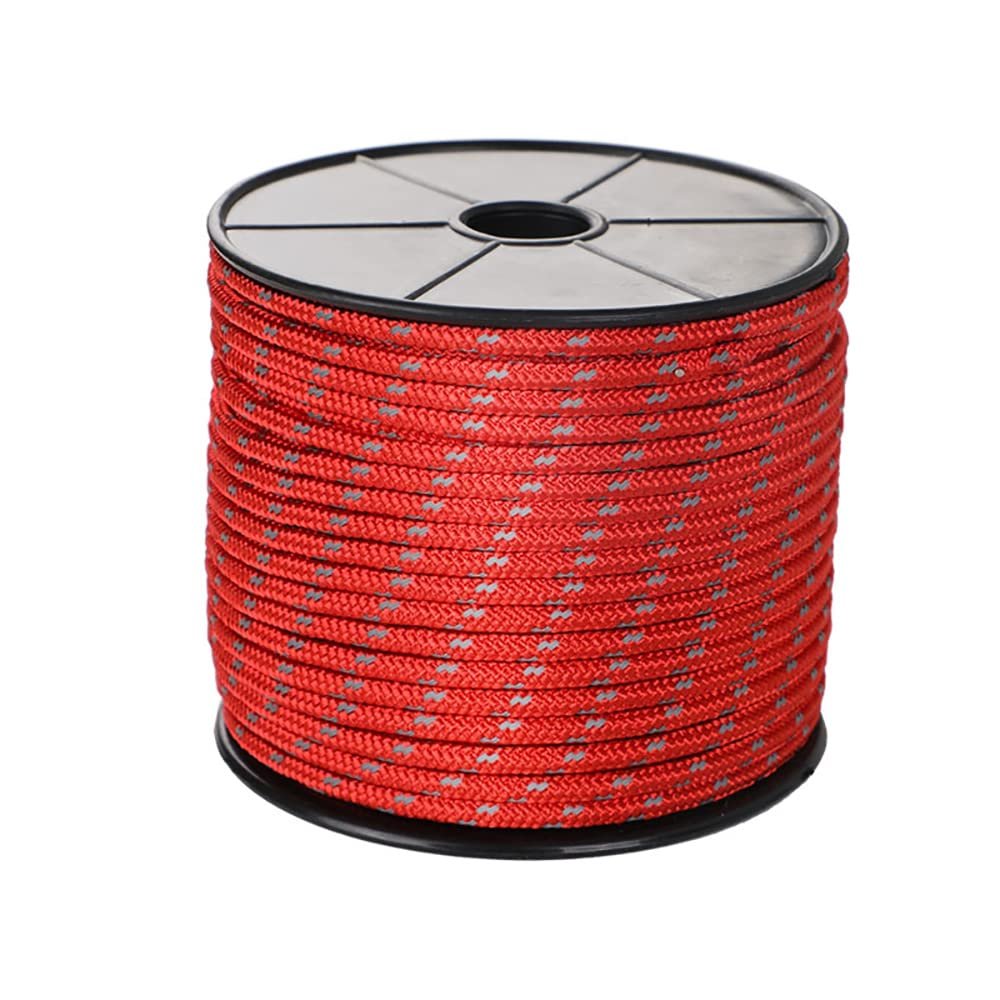 4mm Reflective Nylon Cord 164 Feet(50m)/328 Feet(100m) High Strength Tent Guyline Rope with Bobbin, High-Visibility Tent Rope for Rain Tarps, Tents, Hiking, Camping & Survival Gear,Outdoor Packaging