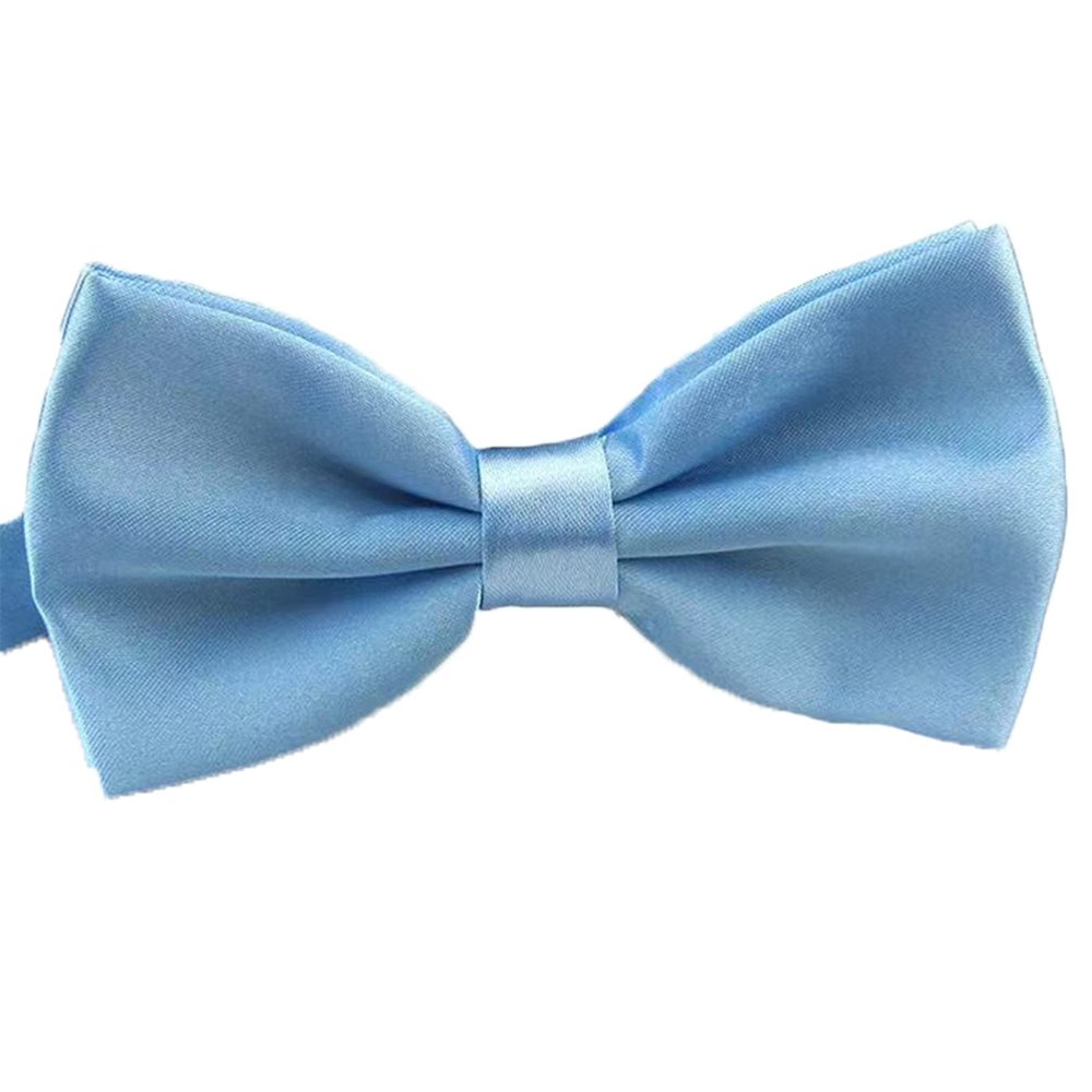 SURVODJA Men Bow Tie Adjustable Length Wedding Male Fashion Boys Satin Bowties one size Light Blue