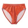 dPois Men's Leather Boxer Briefs Thong Metallic Shiny Bulge Pouch Underwear Latex Hot Pants Clubwear Orange Large view 3