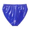 dPois Men's Leather Boxer Briefs Thong Metallic Shiny Bulge Pouch Underwear Latex Hot Pants Clubwear Blue Medium view 4