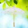 Wood Lace Bridal Umbrella Cotton Embroidery Handcrafted Parasol White Umbrella Wedding Tea Party Decoration Photo Lady Costume Supply (White), Umbrella for Wedding, Umbrella for Wedding, Wood Lace B view 3