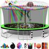 Goujxcy 1500 LBS Trampoline for Kids and Adults - 12FT 14FT 16FT Outdoor With Sprinkler, Basketball Hoop, Enclosure Net, Water Balls, Lights With Speaker, Socks - ASTM CPSIA Best view 1