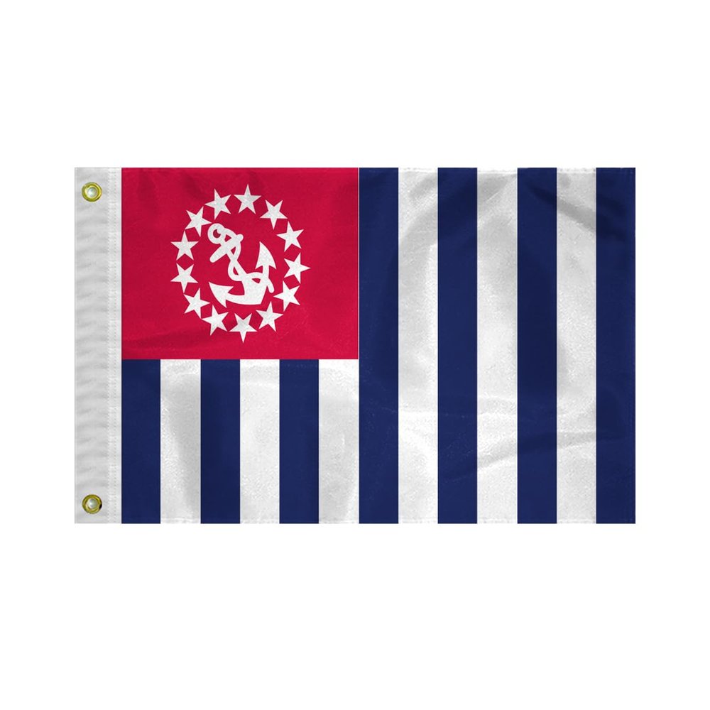 AGAS USPS Yacht Ensign Flag - 12 x 18 Inch - Printed 200D Nylon - Stitched Edges - Brass Grommets Canvas Heading - US Power Squadron Boat Ensign Flag.