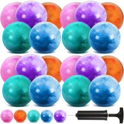 Vinsot 25 Pcs Fun Bouncy Balls 13 Inch Marbleized Bouncing Balls Rubber Inflatable Kick Ball Large Sensory Playballs with Pump for Beach Backyard Park Indoor Outdoor Party Favors