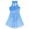 TiaoBug Girl's Irregular Lyrical Dance Party Dress Sleeveless Leotard with Mesh Overlay Chiffon Skirt Ballet Dancing Costumes Light Blue A 8-10 view 4