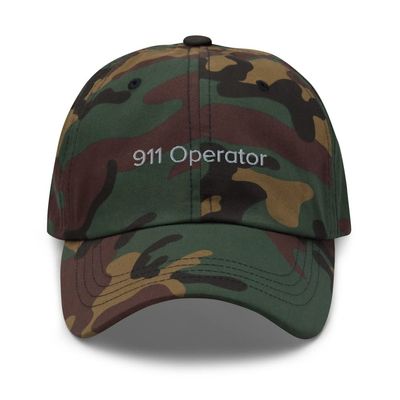 911 Operator hat, Embroidered Unisex hat for Adults, 911 Operator Gifts. Green Camo