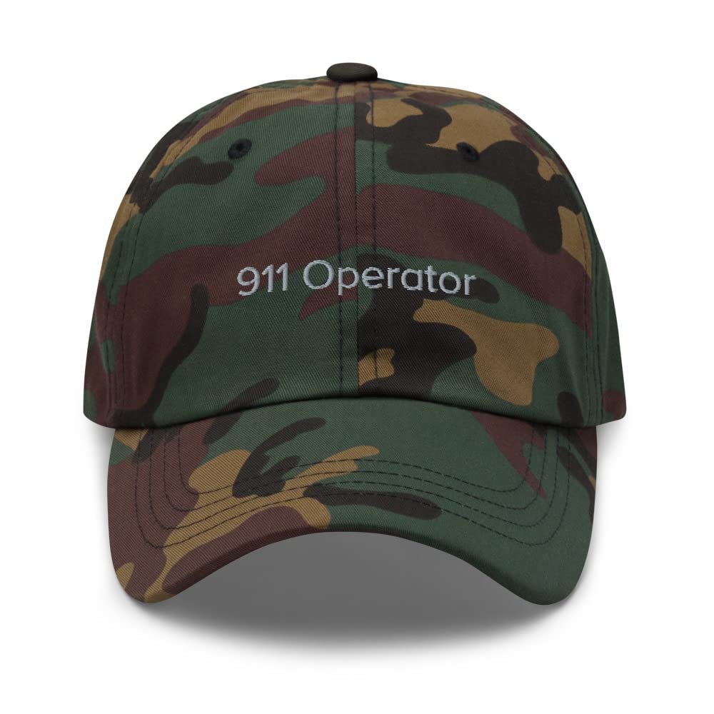 911 Operator hat, Embroidered Unisex hat for Adults, 911 Operator Gifts. Green Camo