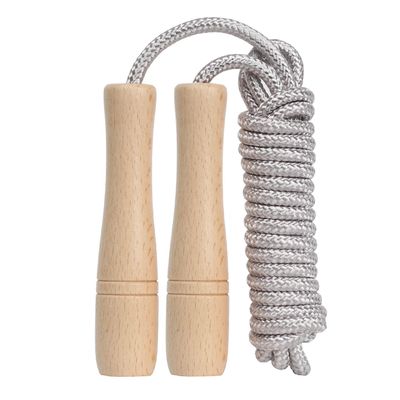 Jump Rope Kids,8.5ft Adjustable Cotton Skipping Rope with Wooden Handle for Boys and Girls Fitness Outdoor Exercise (Silver)