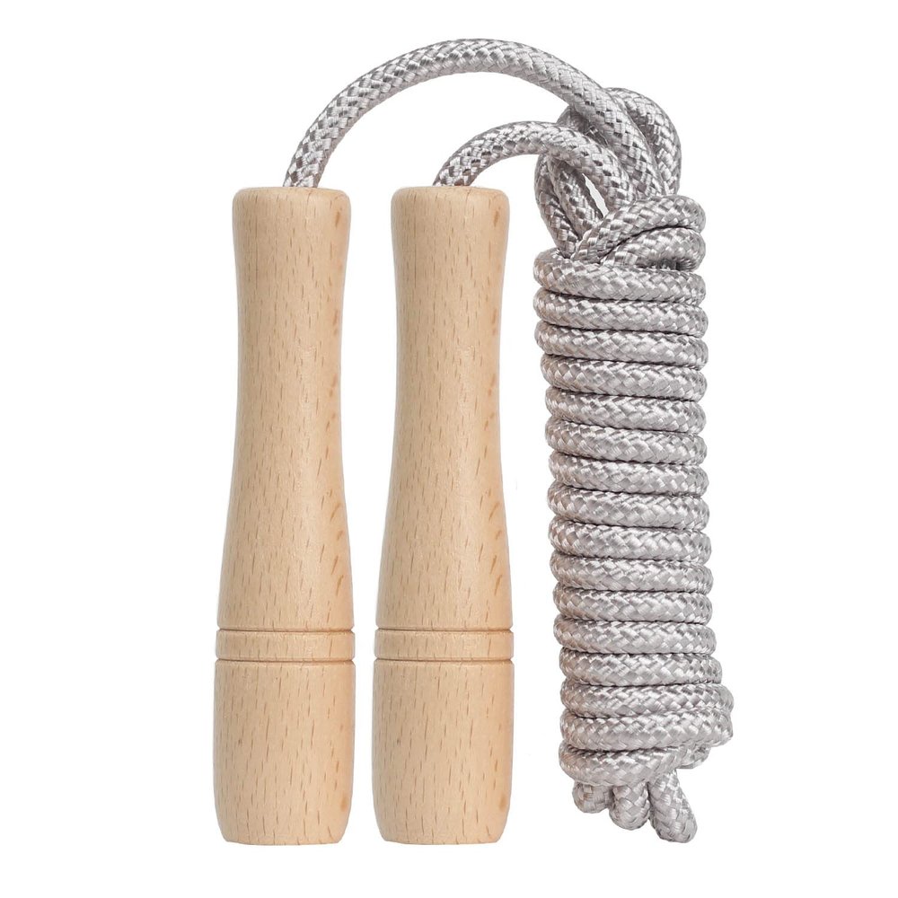 Jump Rope Kids,8.5ft Adjustable Cotton Skipping Rope with Wooden Handle for Boys and Girls Fitness Outdoor Exercise (Silver)