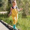 Toddler Kids Boys Girls Double Fabric Warm Outdoor Rain Dungarees Windproof Water-Proof Mud Jumpsuit Overall Clothes Yellow view 2