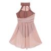 TiaoBug Girl's Irregular Lyrical Dance Party Dress Sleeveless Leotard with Mesh Overlay Chiffon Skirt Ballet Dancing Costumes Dusty Pink A 8-10 view 3