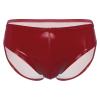 dPois Men's Leather Boxer Briefs Thong Metallic Shiny Bulge Pouch Underwear Latex Hot Pants Clubwear Red Large view 1