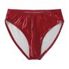 dPois Men's Leather Boxer Briefs Thong Metallic Shiny Bulge Pouch Underwear Latex Hot Pants Clubwear Red Large view 3