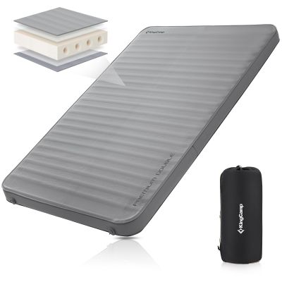 KingCamp Self Inflating Air Mattress, Wide Thick Foam Sleeping Pad, Portable Comfortable Large Sponge High R Value Waterproof Sleeping Mat for Outdoor Backpacking Traveling Tent, Multi-Colors & Sizes,Grey