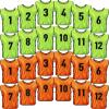 Yahenda 24 Pcs Sports Pinnies Soccer Scrimmage Practice Vests Numbered Soccer Team Pennies with Belt for Adult(Large,Green, Orange) view 1