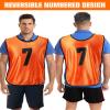 Yahenda 24 Pcs Sports Pinnies Soccer Scrimmage Practice Vests Numbered Soccer Team Pennies with Belt for Adult(Large,Green, Orange) view 3