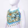 Jhaoyu Girls Belly Dance Top Sequins Tassel Halter Bandage Vest Stage Performance Costume Blue 4-12 Years view 4