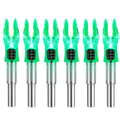 DEEPOWER S Lighted Nocks for Arrows .244/6.2mm 6/12 Pack Lighted Arrow Nocks for Archery Hunting (6 PCS/Green)