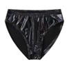 Yihuimin Men's Shiny Metallic Low Waist Bulge Pouch Bikini Briefs Swim Trunks Underwear Swimwear Type B Black 4X-Large view 3