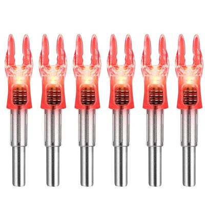 DEEPOWER S Lighted Nocks for Arrows .244/6.2mm 6/12 Pack Lighted Arrow Nocks for Archery Hunting (6 PCS/Red)