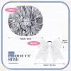 Canlierr 4 Pcs Cheerleading Pom Poms with Baton Handle and Cheerleader Hair Bows, 14 Inch Metallic Cheer Supplies for School Team Spirit Sports Dance Cheering(Silver, White) view 2