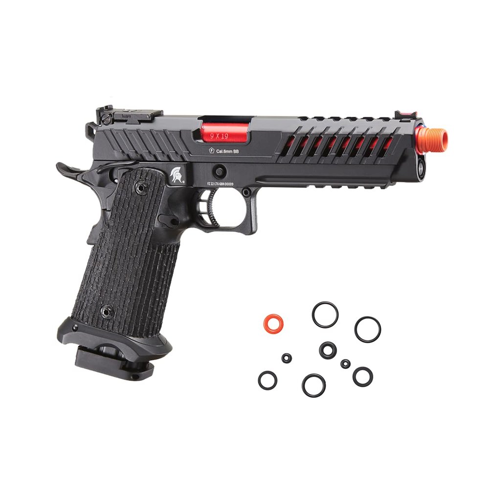 Lancer Tactical Knightshade Hi-Capa Gas Blowback Full Metal Airsoft Pistol-330 FPS-Regular/Black & Red