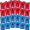 Yahenda 24 Pcs Sports Pinnies Soccer Scrimmage Practice Vests Numbered Soccer Team Pennies with Belt for Adult(Large,Red, Blue) view 1