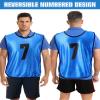 Yahenda 24 Pcs Sports Pinnies Soccer Scrimmage Practice Vests Numbered Soccer Team Pennies with Belt for Adult(Large,Red, Blue) view 3