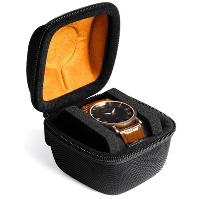 AUKURA single hard watch travel case for and storage, men's wristwatch sportswatch travel box roll with anti-move insert fit up to 55mm size