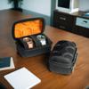 AUKURA 2 slots watch case for travel and storage, hard Watch Roll Organizer holder for Men and Women with microfiber lining view 3
