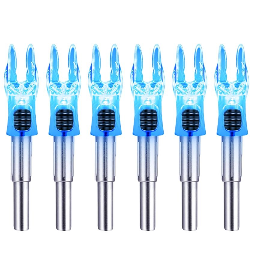 DEEPOWER S Lighted Nocks for Arrows .244/6.2mm 6/12 Pack Lighted Arrow Nocks for Archery Hunting (6 PCS/Blue)