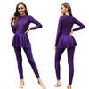 Muslim Swimsuits for Women Modest Islamic Swimwear Burkini Full Cover Long Sleeve Muslim Dress Tops + Pants Set Swimming Costume Sun Protection Rash Guard Plus Size Two Piece Bathing Suits Purple 5XL view 1