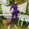 Muslim Swimsuits for Women Modest Islamic Swimwear Burkini Full Cover Long Sleeve Muslim Dress Tops + Pants Set Swimming Costume Sun Protection Rash Guard Plus Size Two Piece Bathing Suits Purple 5XL view 2