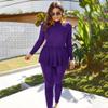 Muslim Swimsuits for Women Modest Islamic Swimwear Burkini Full Cover Long Sleeve Muslim Dress Tops + Pants Set Swimming Costume Sun Protection Rash Guard Plus Size Two Piece Bathing Suits Purple 5XL view 3