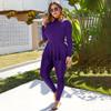 Muslim Swimsuits for Women Modest Islamic Swimwear Burkini Full Cover Long Sleeve Muslim Dress Tops + Pants Set Swimming Costume Sun Protection Rash Guard Plus Size Two Piece Bathing Suits Purple 5XL view 4