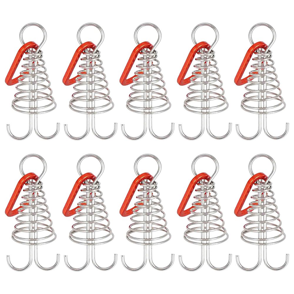 10PCS Deck Anchor Pegs, Windproof Aluminium Alloy Octopus Tent Stakes with Spring Buckle, Portable Wind Rope Anchor, Camping Tent Nail